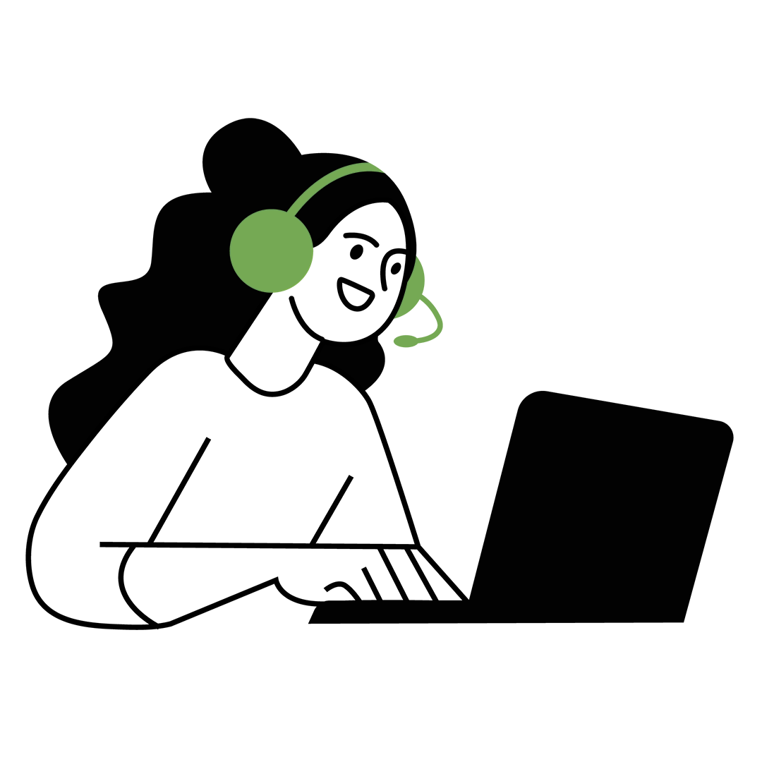 Illustration: person som svarar direkt vid datorn